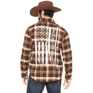 Howitzer For Love & Country Flannel Shirt Men's XL Brown Plaid Grunt Western NEW